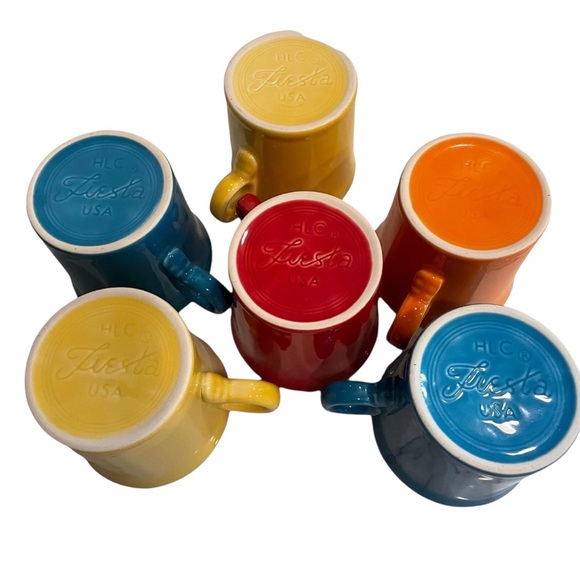 Homer Laughlin HLC Coffee Mugs Fiesta Ware Ring Handle USA Set of 6 EUC - Picture 3 of 6